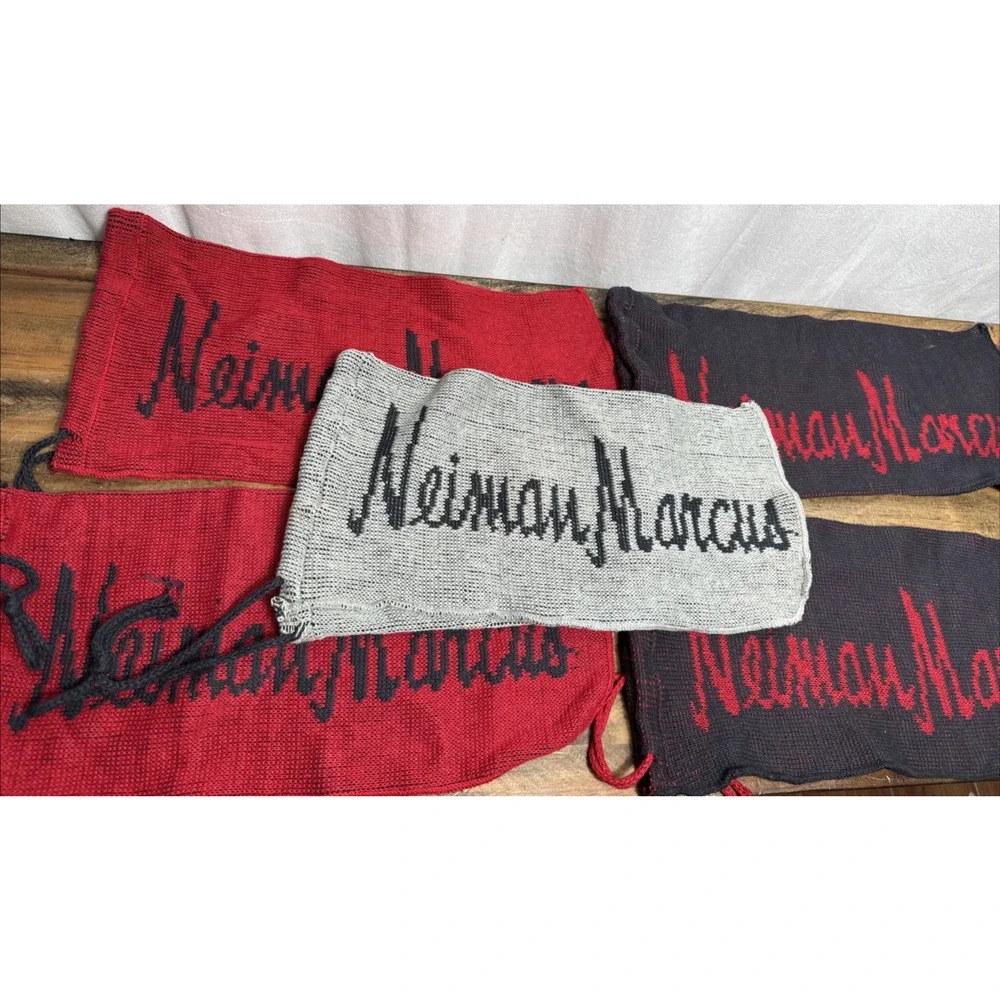 Neiman Marcus Shoes Dust Bags Lot of 5 Red Black Logo Clean Unused Drawstring